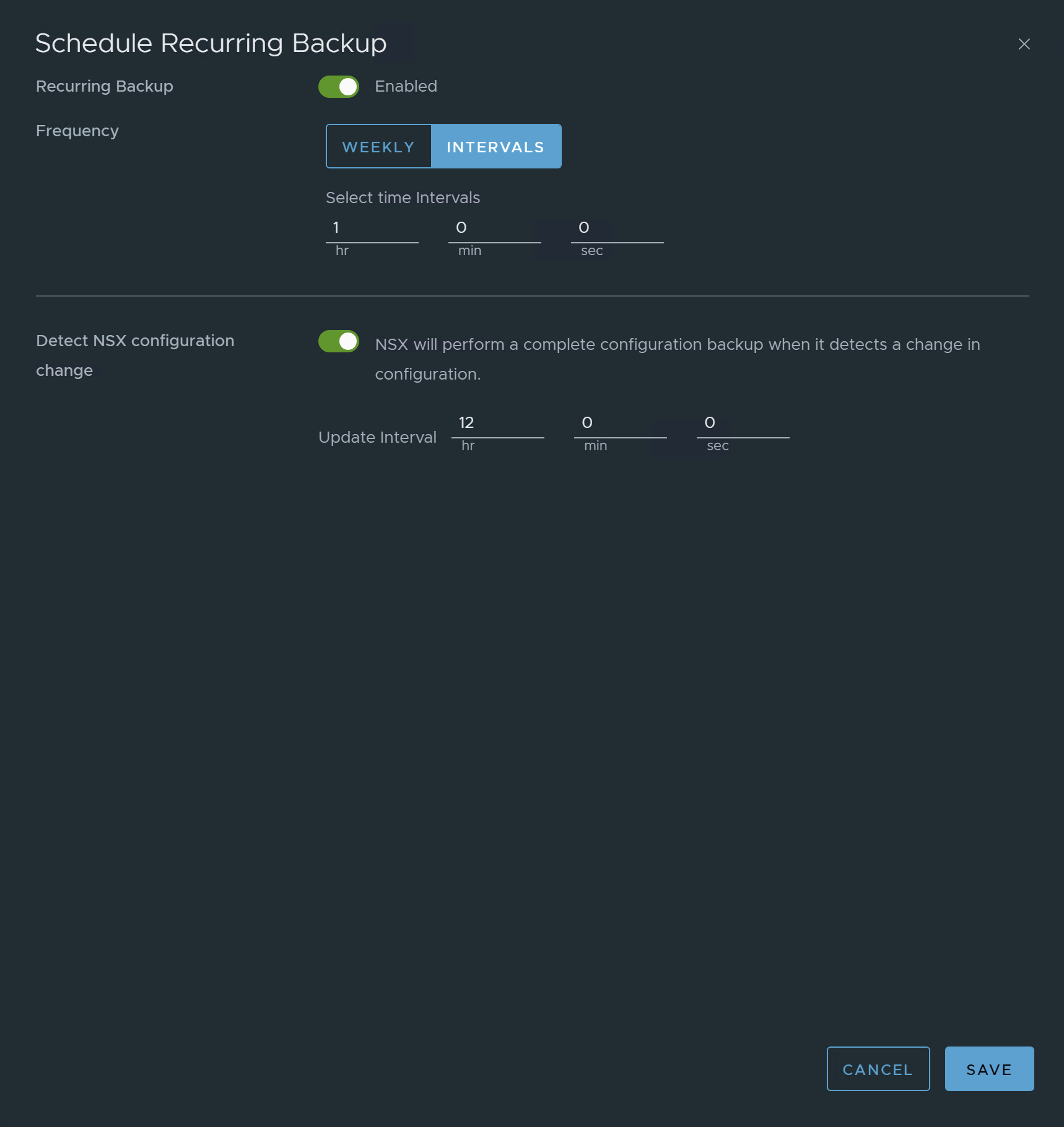 VMware NSX Manager Backup Schedule